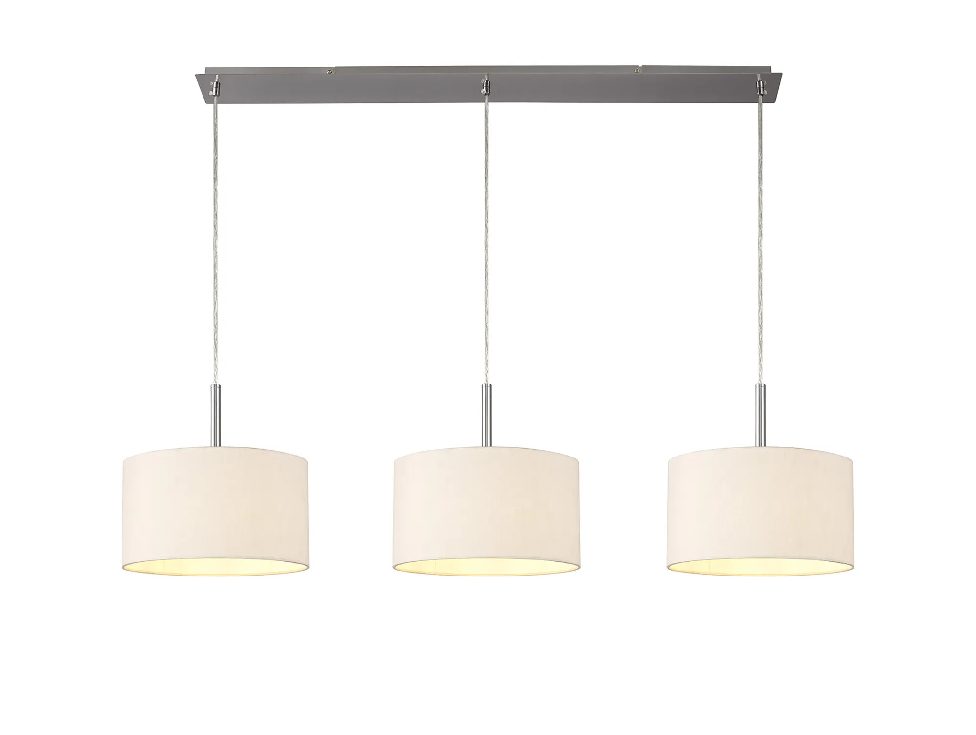 Baymont 30cm Shade 3 Light Pendant Satin Nickel, Nude Beige DK0586  Deco Baymont SN NU
